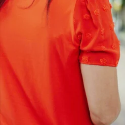 Textured Dot Solid Back Blouse -Women's Clothing Store DSC 7591