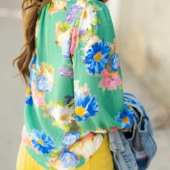 Fancy Floral Cinched Long Sleeve Blouse -Women's Clothing Store DSC 7654 cff44203 8df7 40ba abdb a9cd8cdf8011