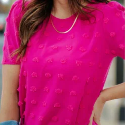 Textured Dot Solid Back Blouse -Women's Clothing Store DSC 7766