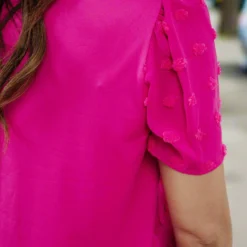 Textured Dot Solid Back Blouse -Women's Clothing Store DSC 7770