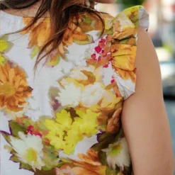 Fancy Floral Flutter Trim Blouse 35 Fancy Floral Flutter Trim Blouse -Women's Clothing Store DSC 7796