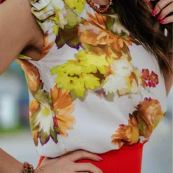 Fancy Floral Flutter Trim Blouse 37 Fancy Floral Flutter Trim Blouse -Women's Clothing Store DSC 7799