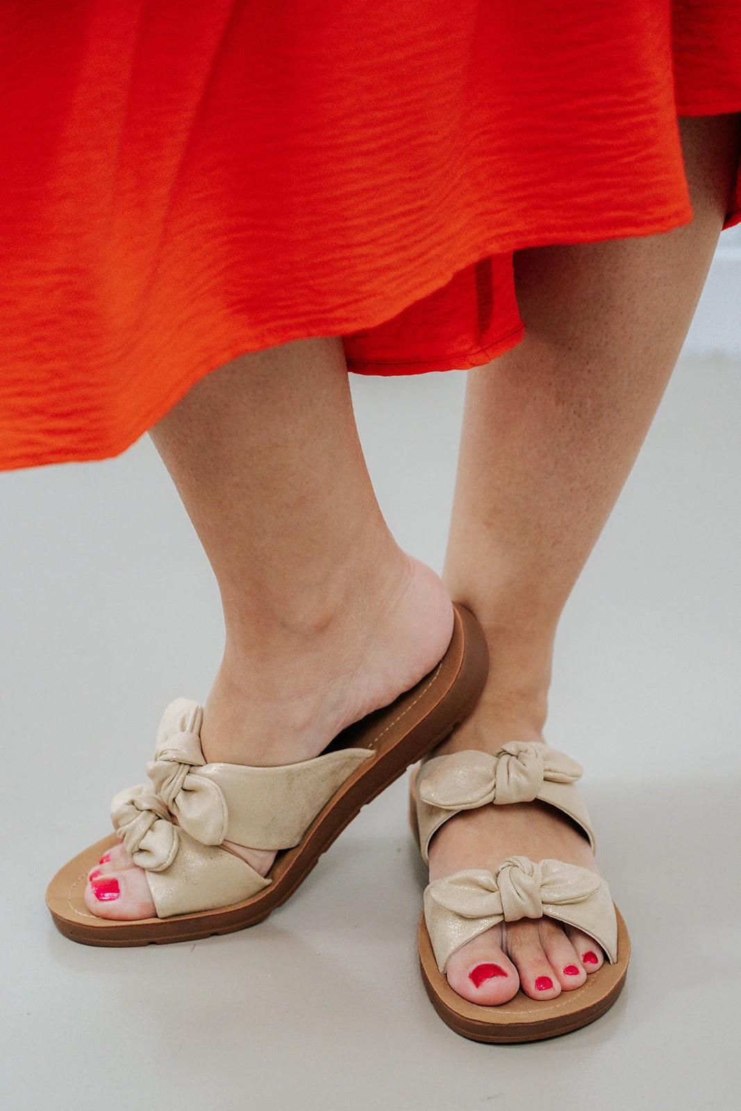 Take A Bow Gold Metallic Wash Sandals 2 Take A Bow Gold Metallic Wash Sandals - Image 2