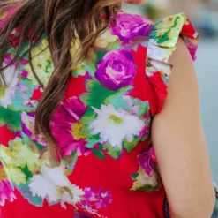 Fancy Floral Flutter Trim Blouse 27 Fancy Floral Flutter Trim Blouse -Women's Clothing Store DSC 7887