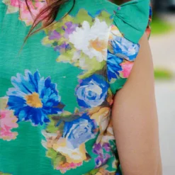 Fancy Floral Flutter Trim Blouse 32 Fancy Floral Flutter Trim Blouse -Women's Clothing Store DSC 7933