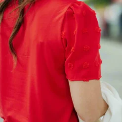 Textured Dot Solid Back Blouse -Women's Clothing Store DSC 8107