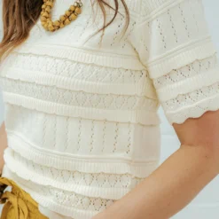 Intricately Detailed Knit Tee -Women's Clothing Store DSC 8168