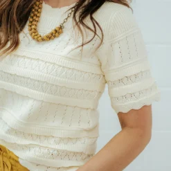 Intricately Detailed Knit Tee -Women's Clothing Store DSC 8169