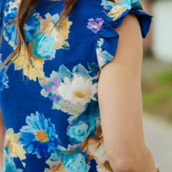 Fancy Floral Flutter Trim Blouse 24 Fancy Floral Flutter Trim Blouse -Women's Clothing Store DSC 8192