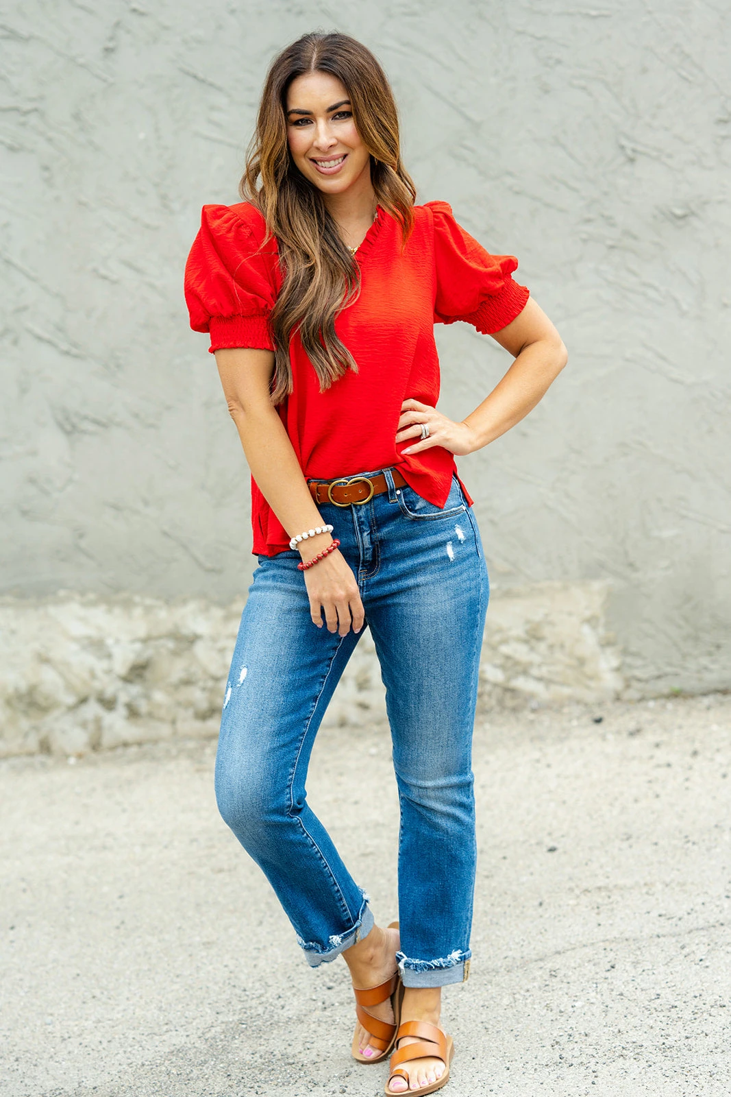 Cinched V Ruched Puff Sleeve Blouse 18 Cinched V Ruched Puff Sleeve Blouse - Image 18