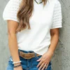 Open Weave Sleeve Knit Tee