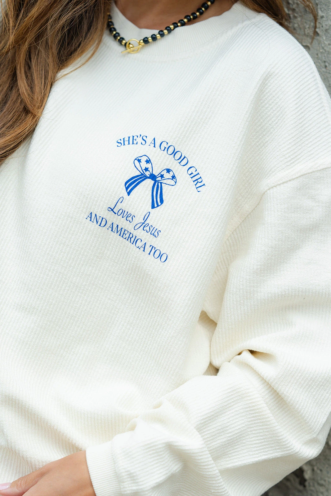 She's A Good Girl Ribbed Graphic Crewneck 3 She's A Good Girl Ribbed Graphic Crewneck - Image 3