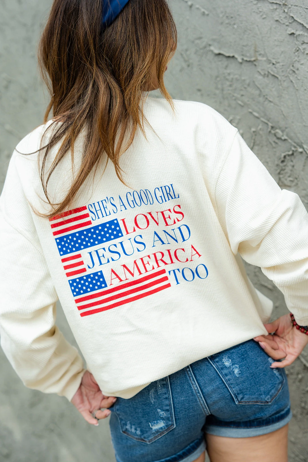 She's A Good Girl Ribbed Graphic Crewneck 2 She's A Good Girl Ribbed Graphic Crewneck - Image 2