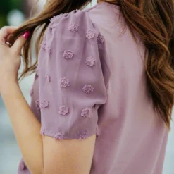 Textured Dot Solid Back Blouse -Women's Clothing Store DSC 8334