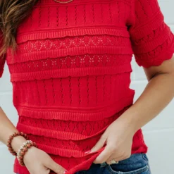 Intricately Detailed Knit Tee -Women's Clothing Store DSC 8451