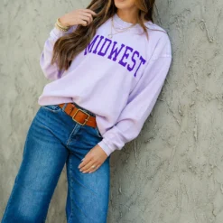 Vibrant Midwest Ribbed Graphic Crewneck