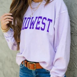 Vibrant Midwest Ribbed Graphic Crewneck -Women's Clothing Store DSC 8464
