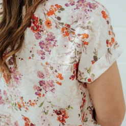 Feminine Floral Cuffed Sleeve Blouse 16 Feminine Floral Cuffed Sleeve Blouse -Women's Clothing Store DSC 8557