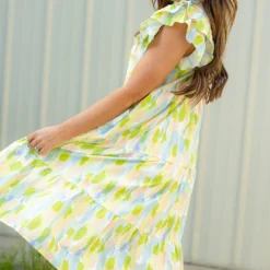 Brush Stroke Tiered Midi Dress -Women's Clothing Store DSC 8694