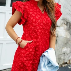 Embroidered Daisies Double Flutter Dress -Women's Clothing Store DSC 9134 2bdf8c93 2407 4fc1 aa20 b3f4f2ab307e