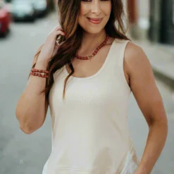 Ribbed Top Faux Layered Midi Tank Dress -Women's Clothing Store DSC 9241