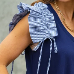 Striped Tie Ruffle Accented Tank Dress 10 Striped Tie Ruffle Accented Tank Dress -Women's Clothing Store DSC 9263 ee7c6754 848e 4897 a7bd 0dc117540099