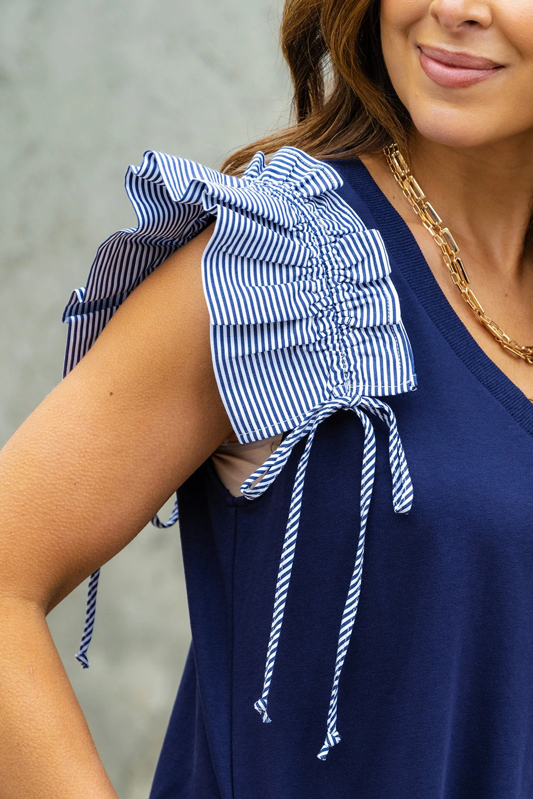 Striped Tie Ruffle Accented Tank Dress 4 Striped Tie Ruffle Accented Tank Dress - Image 4