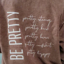Be Pretty Ribbed Graphic Crewneck -Women's Clothing Store DSC 9370