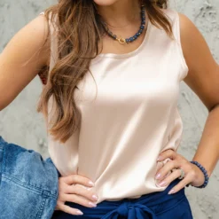 Elevated Front Solid Back Tank -Women's Clothing Store DSC 9475