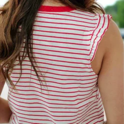 Stars & Stripes Ruffle Trim Tank -Women's Clothing Store DSC 9561