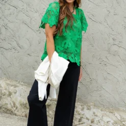 Floral Crocheted Square Neck Blouse 22 Floral Crocheted Square Neck Blouse -Women's Clothing Store DSC 9693