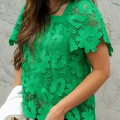 Floral Crocheted Square Neck Blouse 23 Floral Crocheted Square Neck Blouse -Women's Clothing Store DSC 9697