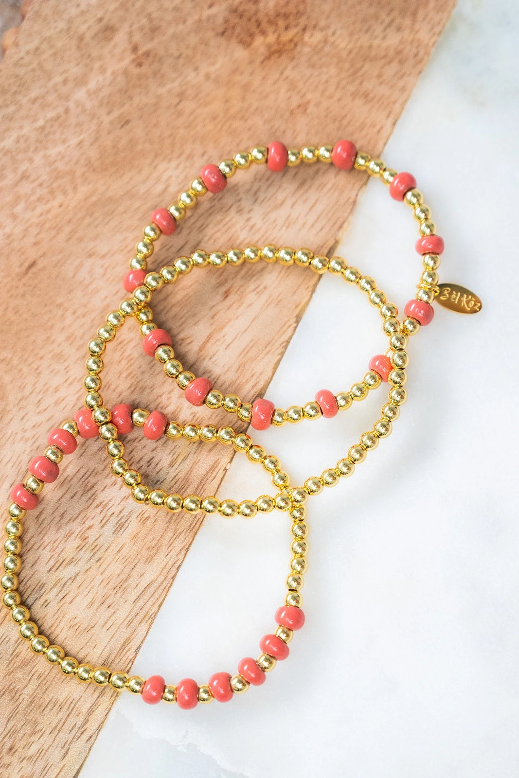 Bel Koz Gold Accented Clay Bead Bracelet Set 3 Bel Koz Gold Accented Clay Bead Bracelet Set - Image 3