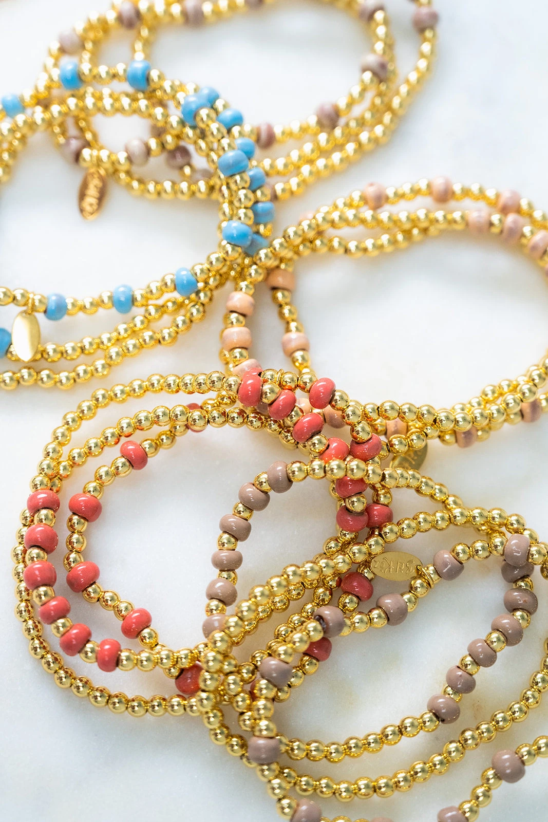 Bel Koz Gold Accented Clay Bead Bracelet Set 1 Bel Koz Gold Accented Clay Bead Bracelet Set