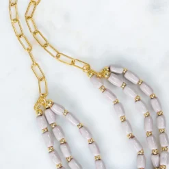 Bel Koz Triple Twist Elongated Clay Necklace -Women's Clothing Store DSC 9806