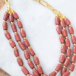 Bel Koz Triple Twist Elongated Clay Necklace -Women's Clothing Store DSC 9810