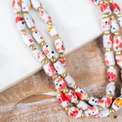 Bel Koz Triple Twist Elongated Clay Necklace -Women's Clothing Store DSC 9827