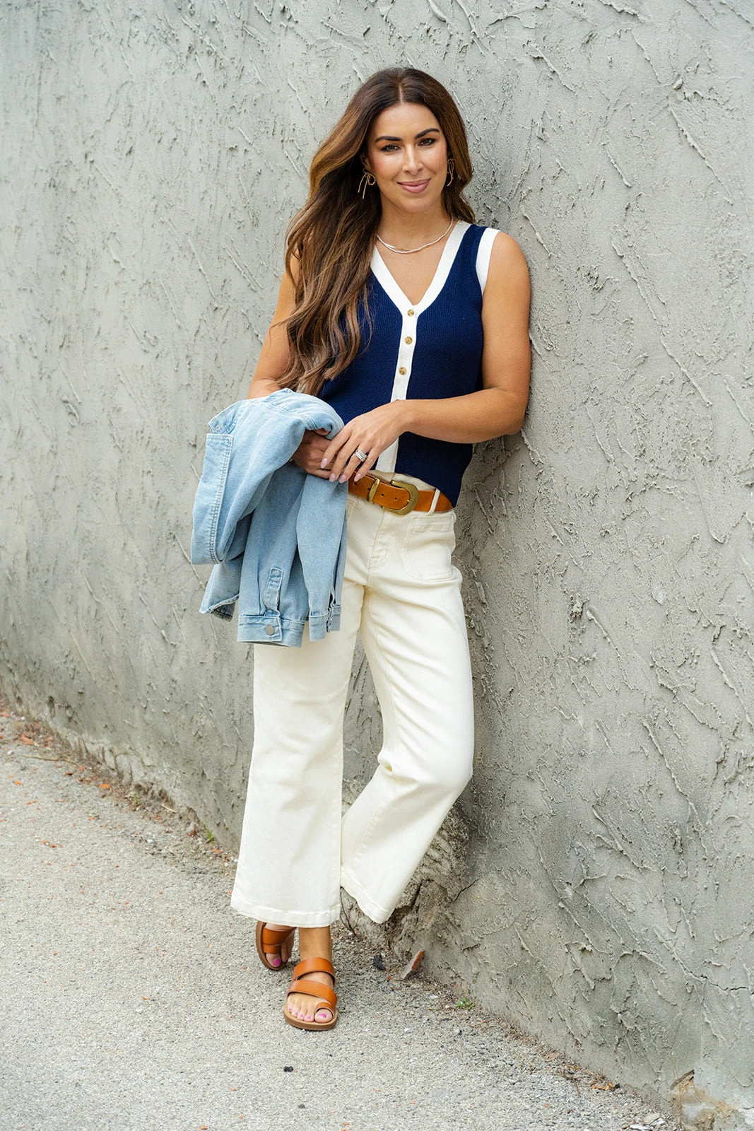 Contrasting Trim Button Knit Tank 2 Contrasting Trim Button Knit Tank - Image 2