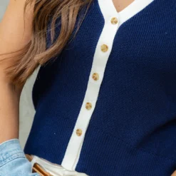 Contrasting Trim Button Knit Tank 7 Contrasting Trim Button Knit Tank -Women's Clothing Store DSC 9986