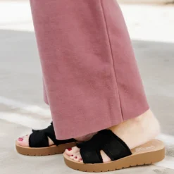 Corky's Hold Please Black Frayed Sandals