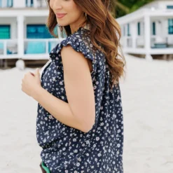 Scattered Daisies Cinched Tank -Women's Clothing Store FJ7A1257