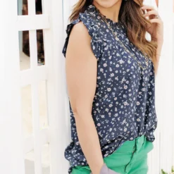 Scattered Daisies Cinched Tank -Women's Clothing Store FJ7A1270