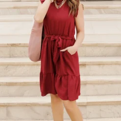 Flawless Ruffle Trim Tie Dress
