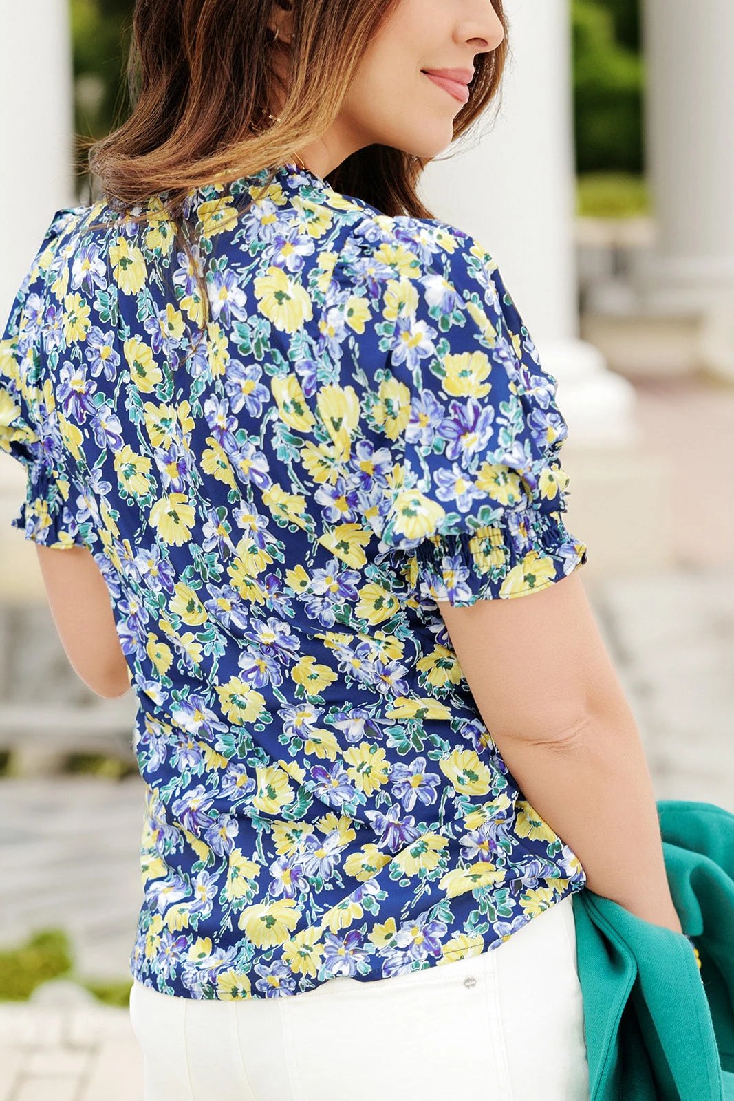 Vibrant Daisies Ruched Puff Sleeve Blouse 10 Vibrant Daisies Ruched Puff Sleeve Blouse - Image 10