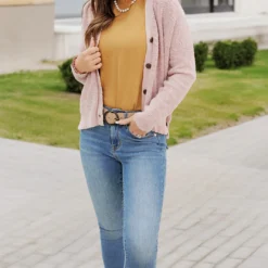 Woven Button Accented Cardigan 29 Woven Button Accented Cardigan -Women's Clothing Store FJ7A1707