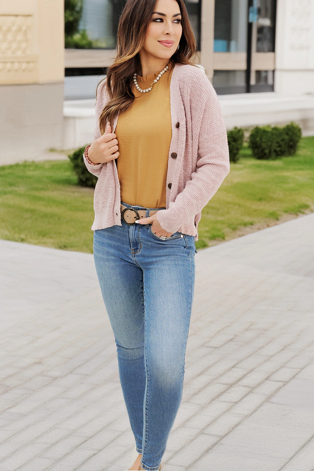 Woven Button Accented Cardigan 14 Woven Button Accented Cardigan - Image 14