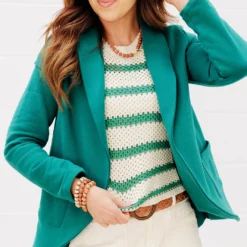 Dual Pocket Cotton Blazer -Women's Clothing Store FJ7A1774 websize