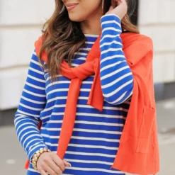 Simple Striped Long Sleeve Tee 24 Simple Striped Long Sleeve Tee -Women's Clothing Store FJ7A2167