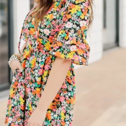 Vibrant Blooms Triple Ruffle Sleeve Dress 33 Vibrant Blooms Triple Ruffle Sleeve Dress -Women's Clothing Store FJ7A2339