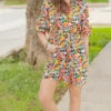 Vibrant Blooms Triple Ruffle Sleeve Dress